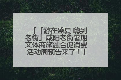 「游在盛夏 嗨到老街」咸阳老街暑期文体商旅融合促消费活动周预告来了！