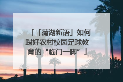 「蒲湖新语」如何踢好农村校园足球教育的“临门一脚”