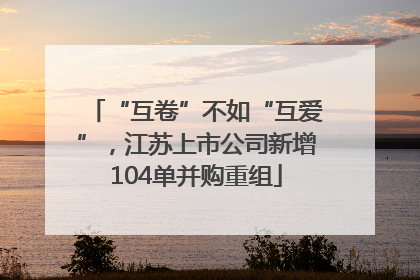 “互卷”不如“互爱”，江苏上市公司新增104单并购重组