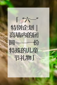 “六一”特别企划｜高墙内的团圆——一份特殊的儿童节礼物
