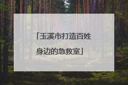 玉溪市打造百姓身边的急救室