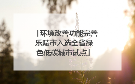 环境改善功能完善 乐陵市入选全省绿色低碳城市试点
