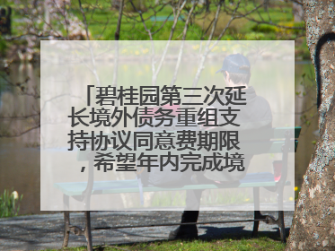 碧桂园第三次延长境外债务重组支持协议同意费期限，希望年内完成境外债务重组