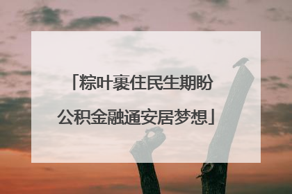 粽叶裹住民生期盼 公积金融通安居梦想