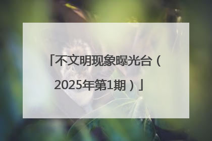 不文明现象曝光台（2025年第1期）