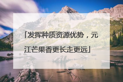发挥种质资源优势，元江芒果香更长走更远