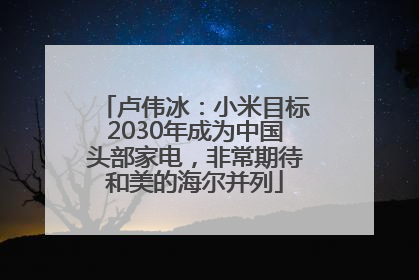 卢伟冰：小米目标2030年成为中国头部家电，非常期待和美的海尔并列