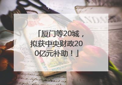 厦门等20城，拟获中央财政200亿元补助！