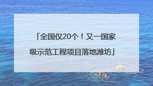 全国仅20个！又一国家级示范工程项目落地潍坊