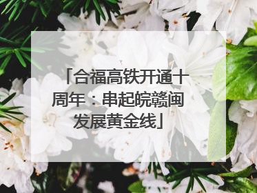合福高铁开通十周年：串起皖赣闽发展黄金线