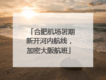 合肥机场暑期新开河内航线，加密大阪航班