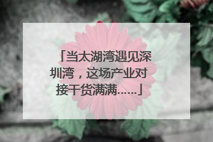 当太湖湾遇见深圳湾，这场产业对接干货满满……