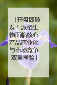 开盘即破发！派格生物面临核心产品商业化与市场竞争双重考验