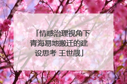 情感治理视角下青海易地搬迁的建设思考 王世靓