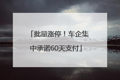 批量涨停！车企集中承诺60天支付