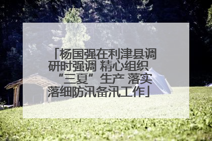杨国强在利津县调研时强调 精心组织“三夏”生产 落实落细防汛备汛工作