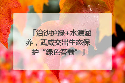 治沙护绿+水源涵养，武威交出生态保护“绿色答卷”