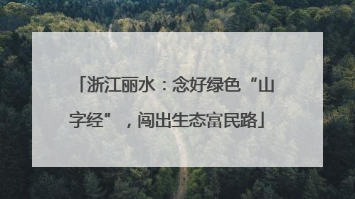 浙江丽水：念好绿色“山字经”，闯出生态富民路