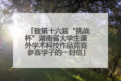 致第十六届“挑战杯”湖南省大学生课外学术科技作品竞赛参赛学子的一封信