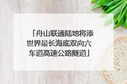 舟山联通陆地将添世界最长海底双向六车道高速公路隧道