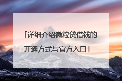 详细介绍微粒贷借钱的开通方式与官方入口