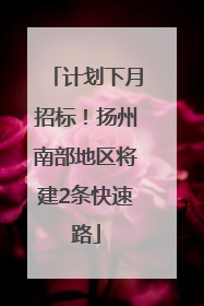 计划下月招标！扬州南部地区将建2条快速路