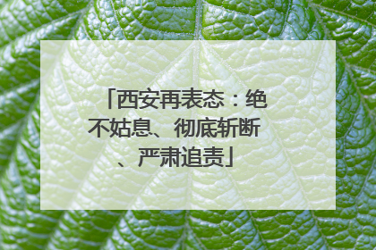 西安再表态：绝不姑息、彻底斩断、严肃追责