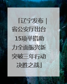 辽宁发布｜省公安厅出台15项举措助力全面振兴新突破三年行动决胜之战