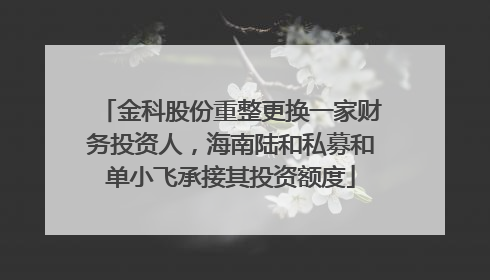 金科股份重整更换一家财务投资人，海南陆和私募和单小飞承接其投资额度