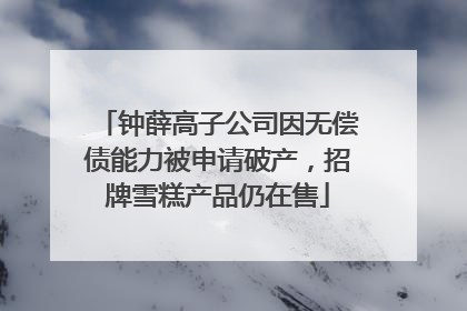 钟薛高子公司因无偿债能力被申请破产，招牌雪糕产品仍在售