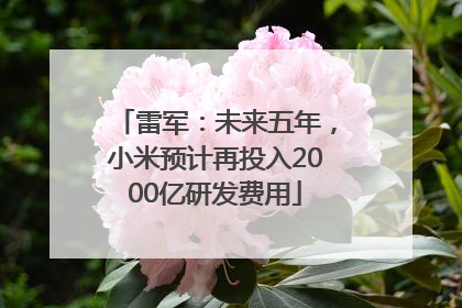 雷军：未来五年，小米预计再投入2000亿研发费用