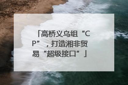高桥义乌组“CP”，打造湘非贸易“超级接口”