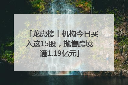 龙虎榜丨机构今日买入这15股，抛售跨境通1.19亿元