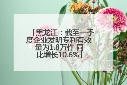 黑龙江：截至一季度企业发明专利有效量为1.8万件 同比增长10.6%