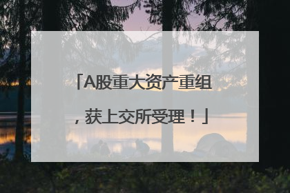 A股重大资产重组，获上交所受理！